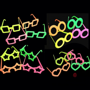 ANTEOJOS FORMAS SURTIDAS PLASTICOS FLUO BRILLAN CON LUZ UV x 12